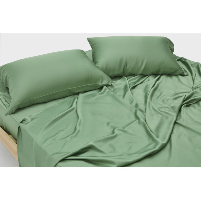 100% Rayon From Bamboo Sheet Set with Extra Soft 1 Flat Sheet, 1 Fitted Sheet with Deep Pockets, & 2 Pillowcases