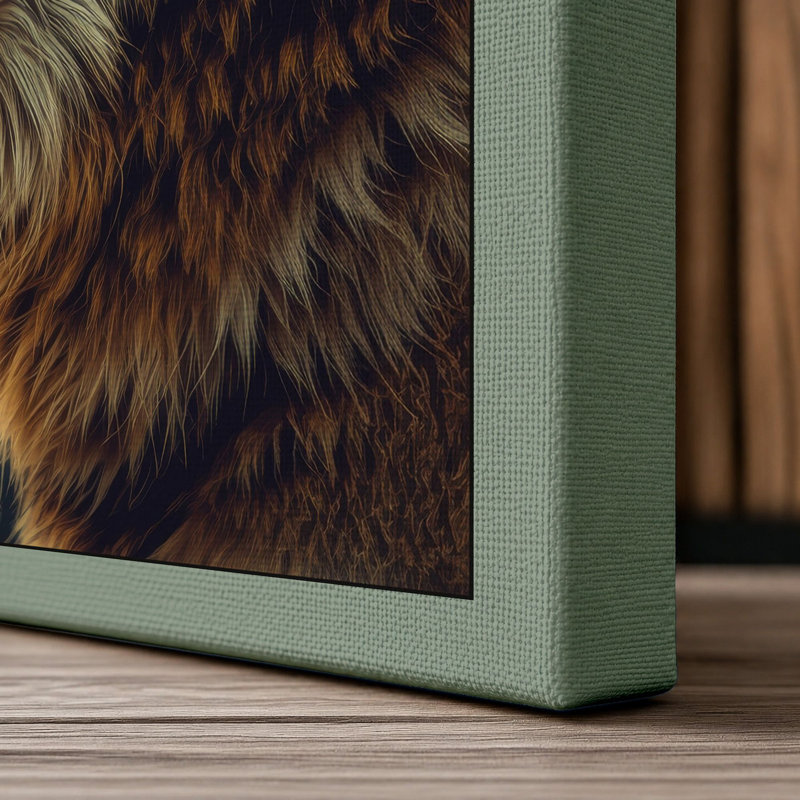 Wolf in Profile Boho - Wrapped Canvas, 36x24 - 91.4 x 61.0 cm, Sage Border