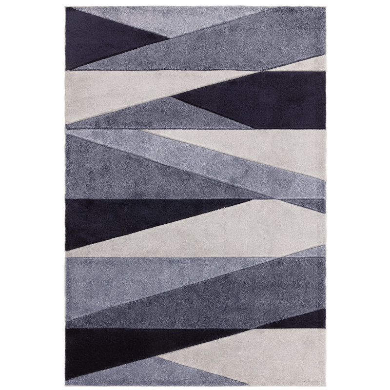 Ceion Segment Blue/Grey Area Rug, Rectangle 120 x 170cm