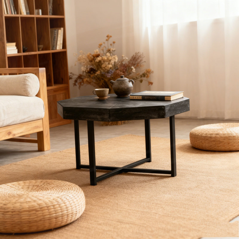 Table basse en bois, Noir antique