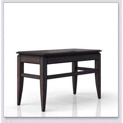Stylish Chocolate Writing Desk with Built-in Storage and Power-Ready Feature for Modern Workspaces