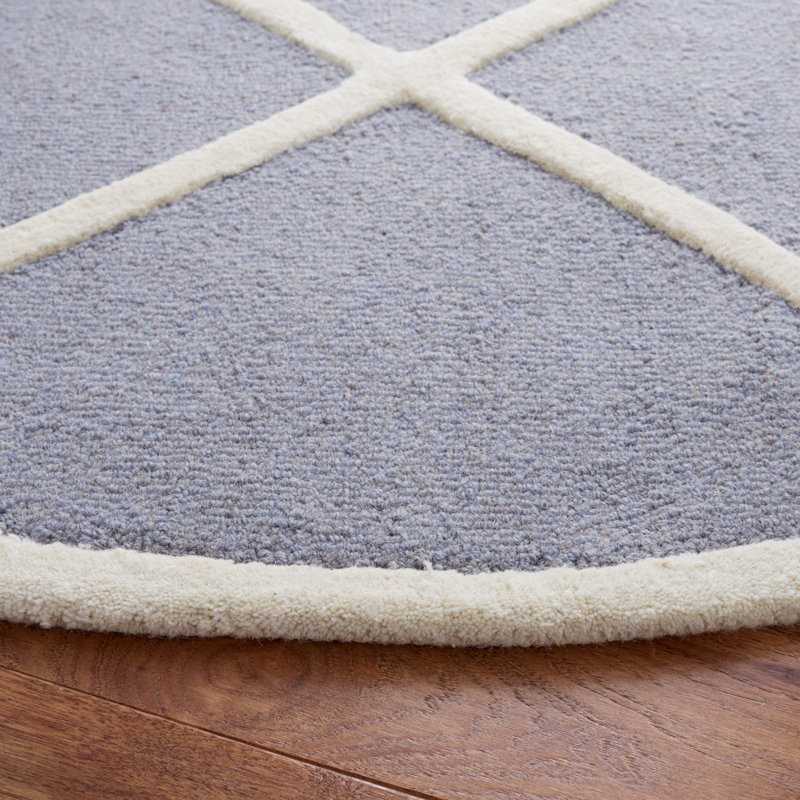 Deedgra Hand Tufted Wool Geometric Rug, Square 6'