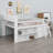Elevated Loft Bed with Built-In Organizer Shelves and LED Accent Headboard-1127713822