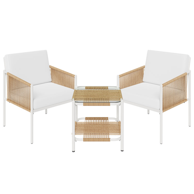 Ascanio 2 - Person Patio Conversation Sets with Cushions