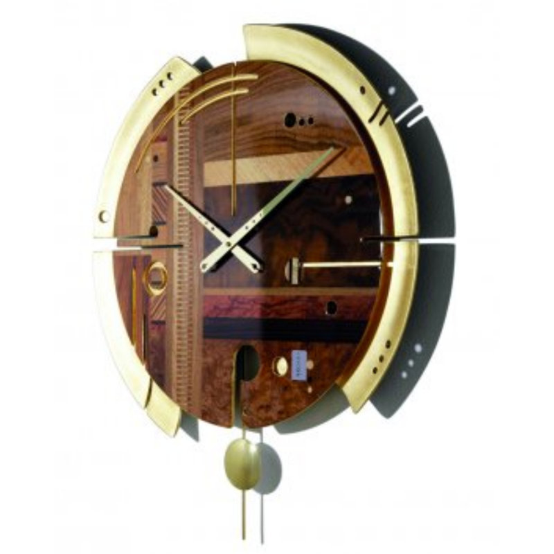 Ismaeil Wood Wall Clock, Dark Brown/Gold