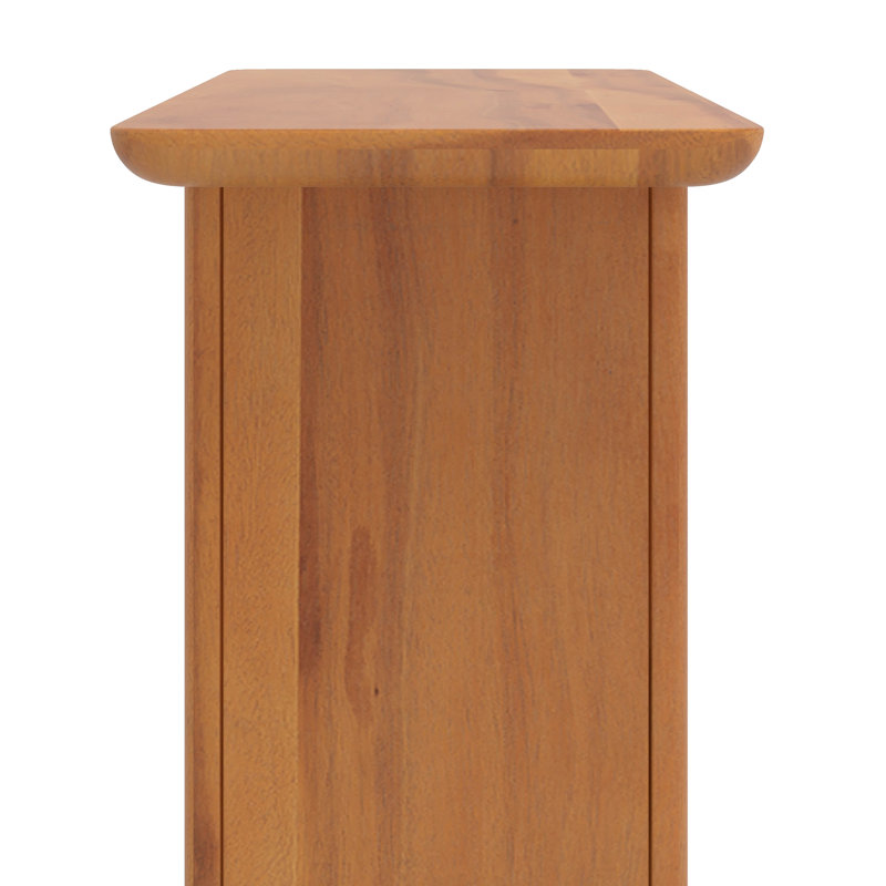 Console avec coins arrondis et tablette inférieure, tables de canapé minimalistes avec placage en bois et base en U pour le hall d'entrée