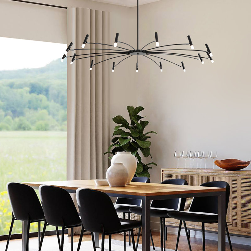 15-Light Dimmable LED Modern Chandelier, 60" H x 56" W x 56" D