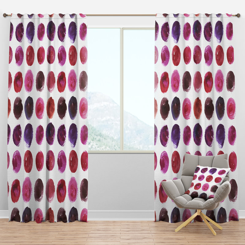 Rideau simple semi-transparent avec passe-tringle Watercolor Spots, Mauve, l 52 po x L 90 po