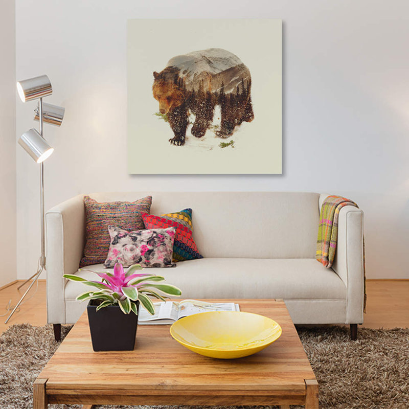 Bear I by Andreas Lie - Print on Canvas, No Frame, 45.72 cm H x 45.72 cm W x 3.175 cm D