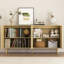 Buffet 59 pouces en bois naturel avec 4 portes et tablettes réglables pour la cuisine et le salon