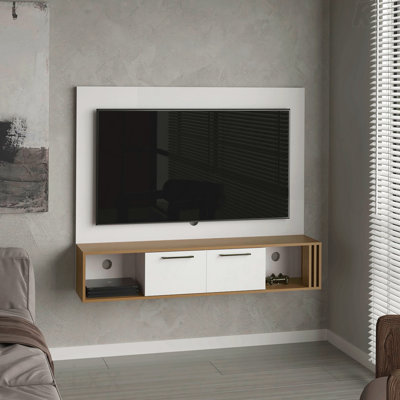 Console multimédia flottante moderne avec passe-câbles