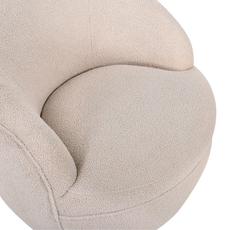 Fauteuil demi-tonneau 360 pivotant en sherpa, Beige