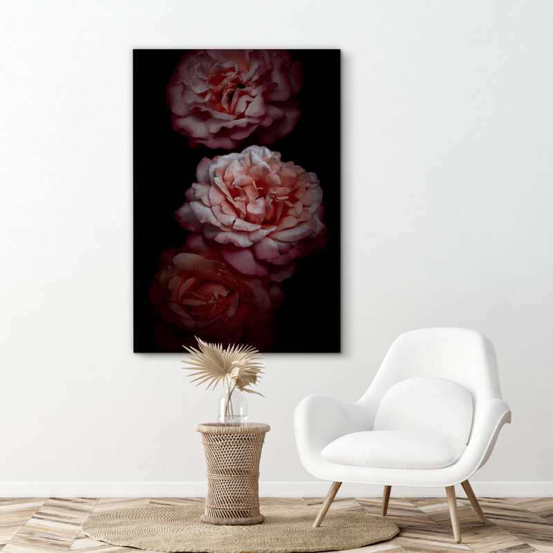 Fleurs de pivoine rose rouge, images florales, photographie, décoration murale de salon, Toile tendue, H 48 po x l 32 po