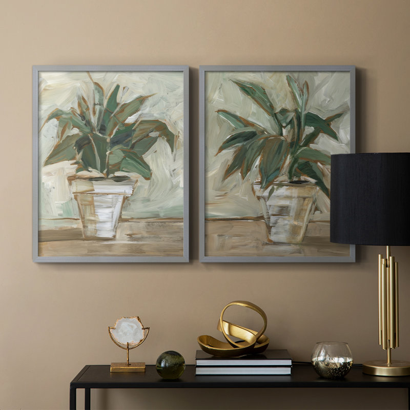 Impression impressionniste avec plante d'intérieur I-Premium - prête à être accrochée - aucun clou requis - aucun clou requis