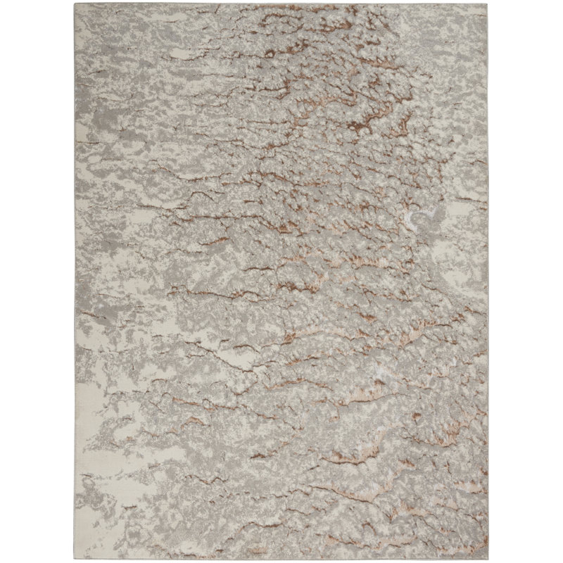 Gray Abstract 5' x 7' Synthetic Easy Care Area Rug