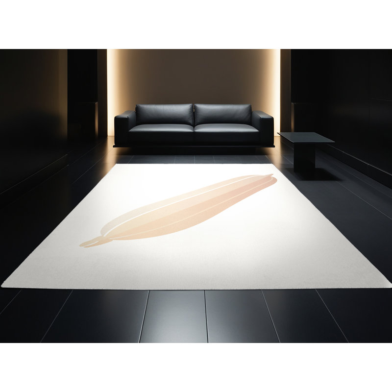 Machine Washable Highpoint Cucumber Minimalist Solid Color Rug in White – White Binding, 8x10