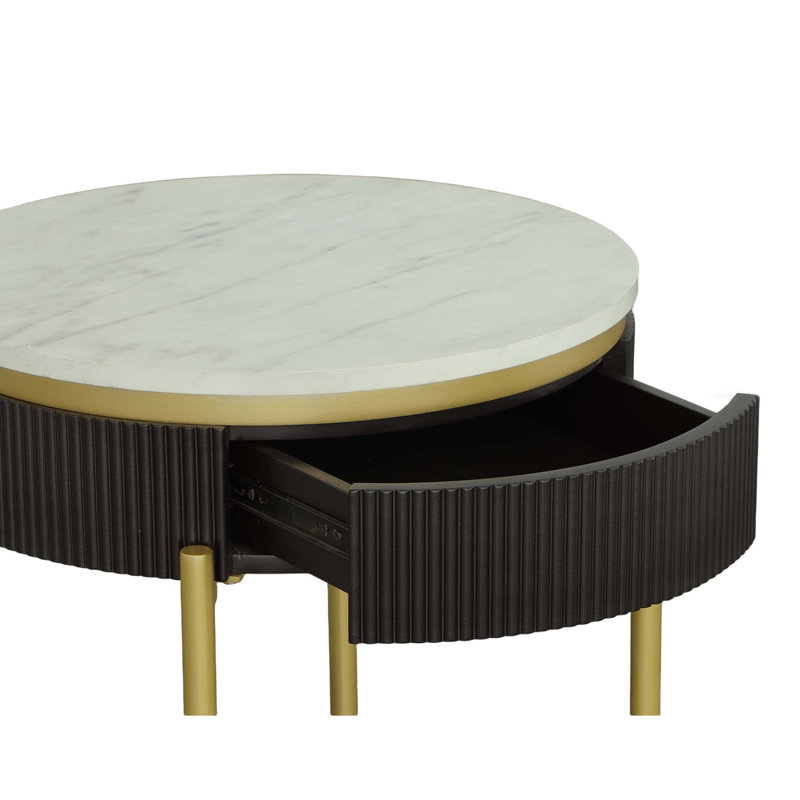 Nardine End Table with Storage, Deco Noir