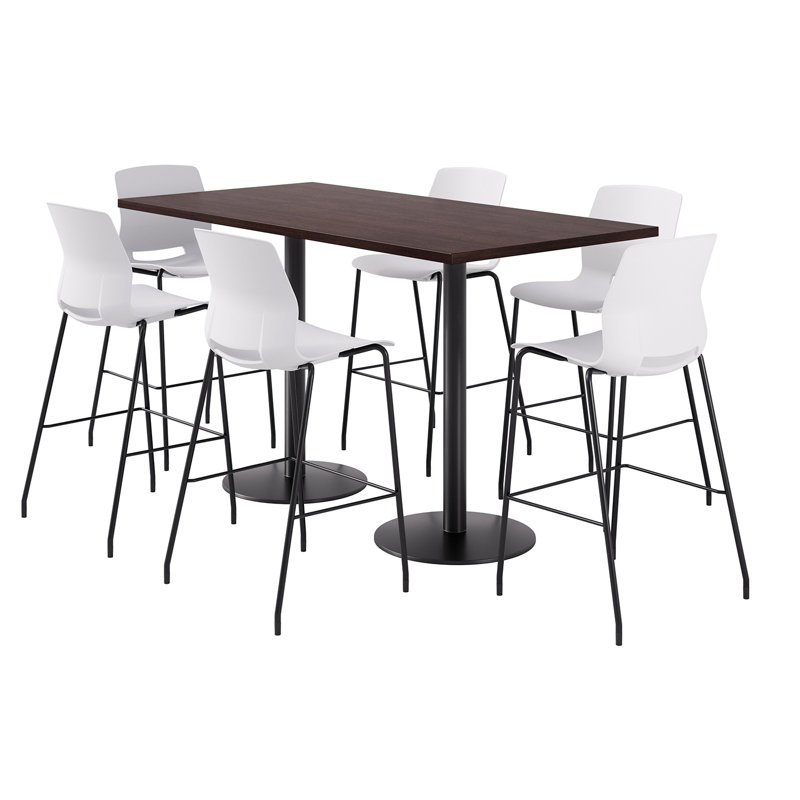 Ensemble repas pour 6 personnes à hauteur de bar, Blanc / noir, Espresso