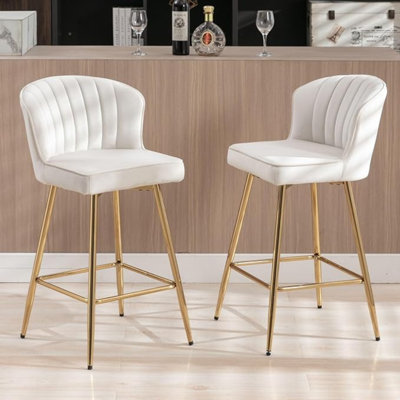 Upholstered Counter Stool with Metal Frame