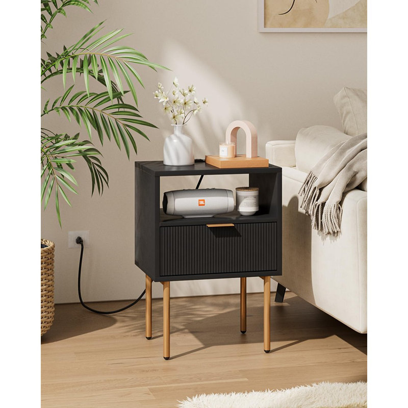 Table de chevet avec station de charge, petite table d'appoint, table de chevet moderne ...