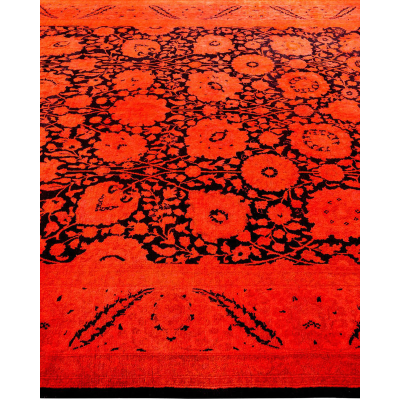 Tapis orange noué à la main de conception unique Holsworth