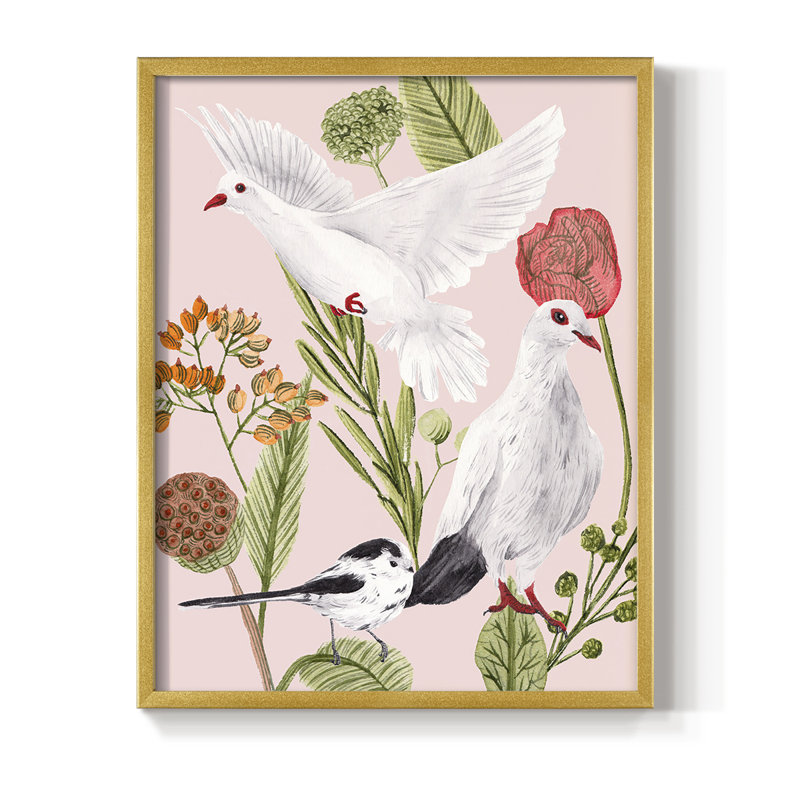 Birds in Motion I, reproduction encadrée - bois massif, H 10 po x l 8 po