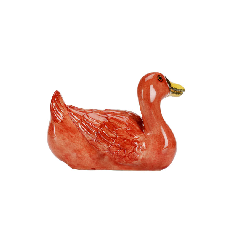 Duck Orange/Yellow Glaze Figurine