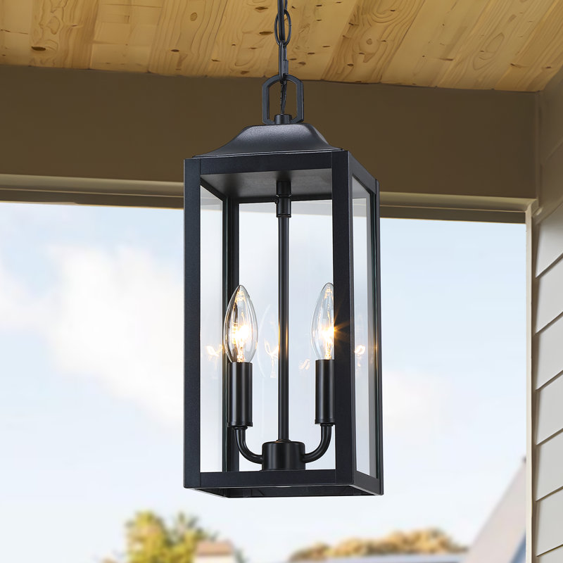 16" 2-Light Outdoor Pendant Light, Porch Hanging Light, Patio Hanging Light