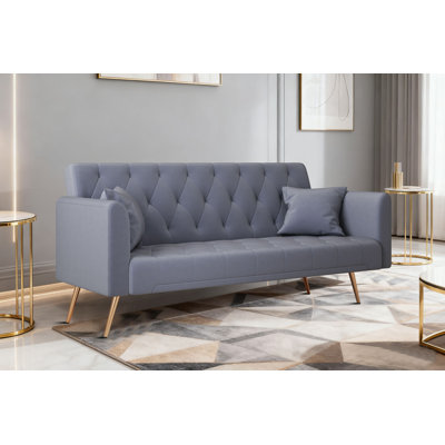 Modern Tufted Velvet Sofa with Gold Legs