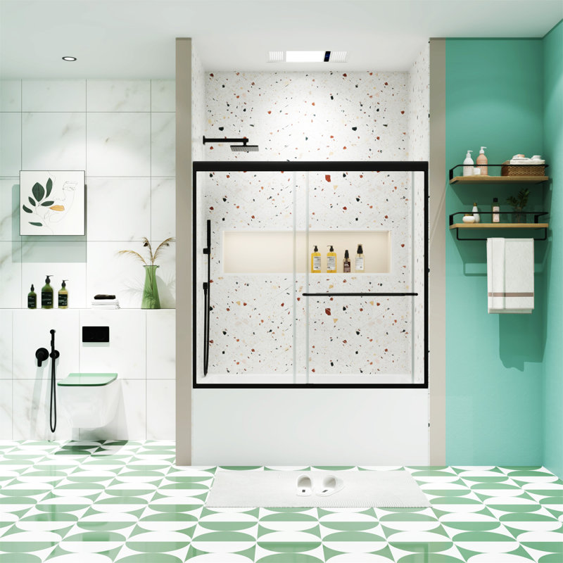 Porte de douche de baignoire Bypass, Noir