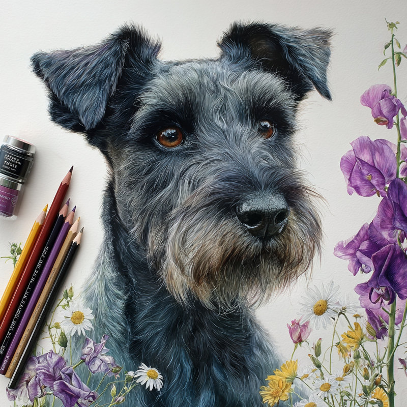 «Gentle Schnauzer Portrait», art mural sur toile tendue