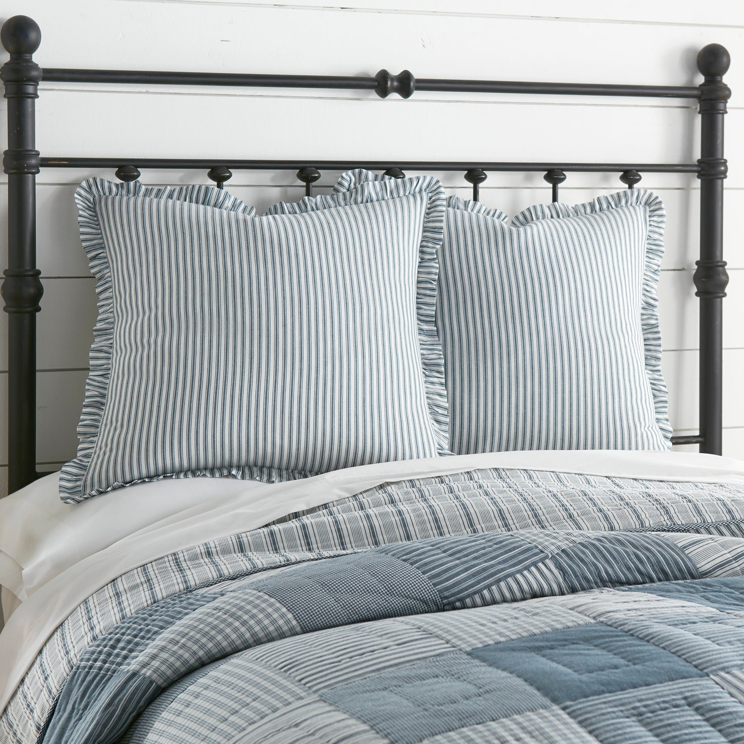 Cotton Shams, Denim Blue/Soft White