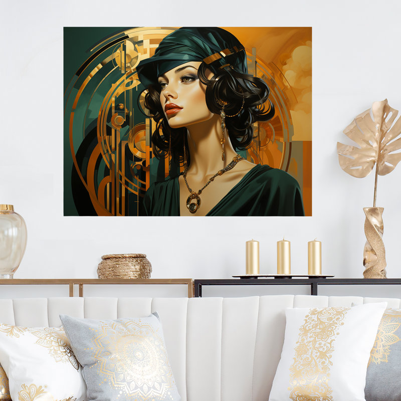 1950 Renaissance Jazz Woman Elegance I - mode, art mural en métal, H 24 po x l 32 po x P 1 po
