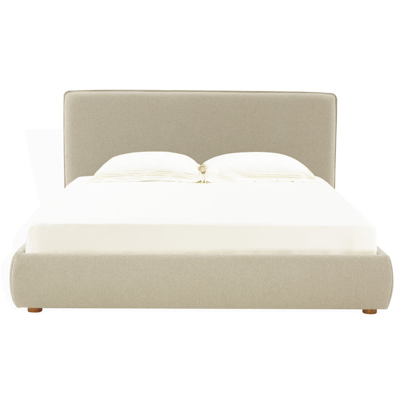 Callahan Upholstered Bed, Queen, Light Brown Velvet