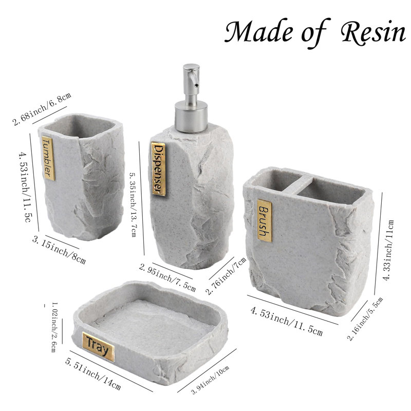 Ensemble d'accessoires de salle de bain, porte-brosse à dents en marbre, décor de salle de bain de ferme, ensemble-cadeau en résine 4 pièces