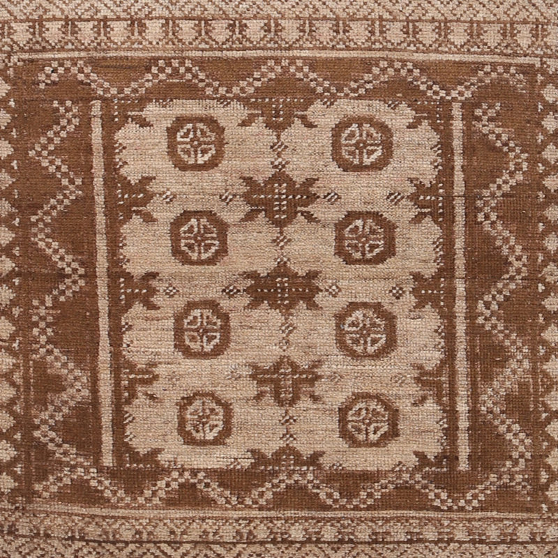 Tapis brun/beige traditionnel Galston, Carré 7 pi