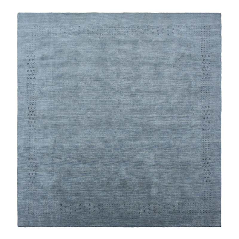 Anley Hand Knotted Loom Wool Eco-Friendly Area Rugs - Square, Light Blue Color, Contemporary Modern Design, High Pile Thick Handmade Anti Skid Area Rugs for Living Room, Bed Room