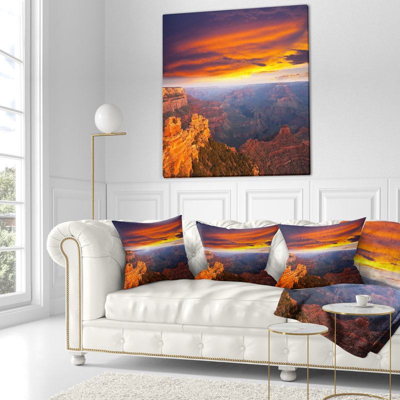 Coussin décoratif paysage imprimé Grand Canyon au coucher du soleil, 16 po x 1 po, Coussin décoratif