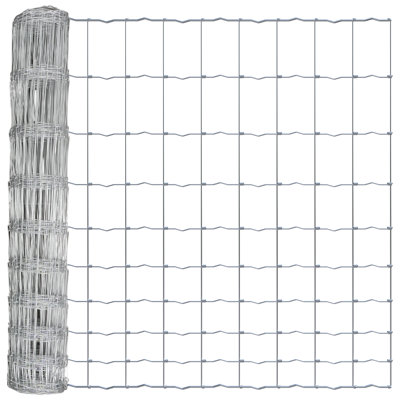 Cattle Fence, Farm Fence, Galvanized Woven Wire Fence Roll 5' x 50', 12.5/10 Gauge, Graduated Mesh (4"-9"), Animal Barrier for Cattle