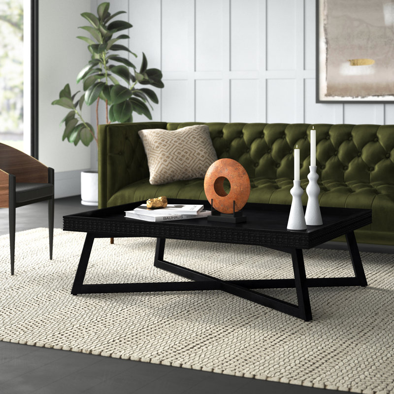 Cassilyn Solid Wood Trestle Coffee Table, Black