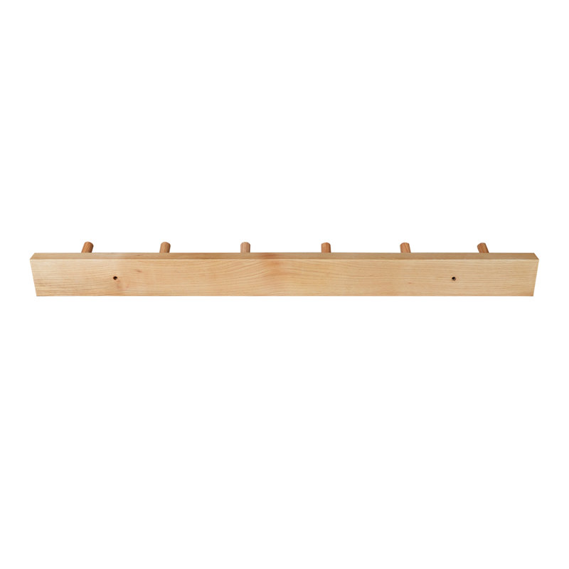 Wall Mounted Coat Rack, Natural Hickory, 2" H x 19.75" W x 0.75" D