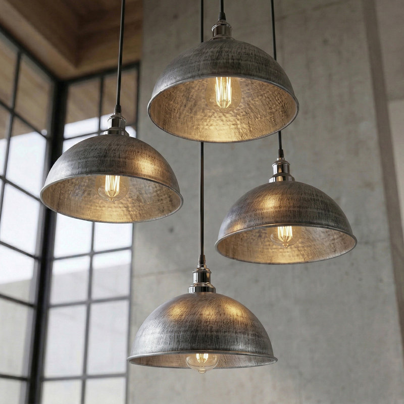1 - Light Dome Pendant, Brushed Silver, Yes