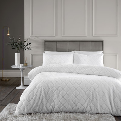 Cosy Diamond Faux Fur Duvet Cover Set
