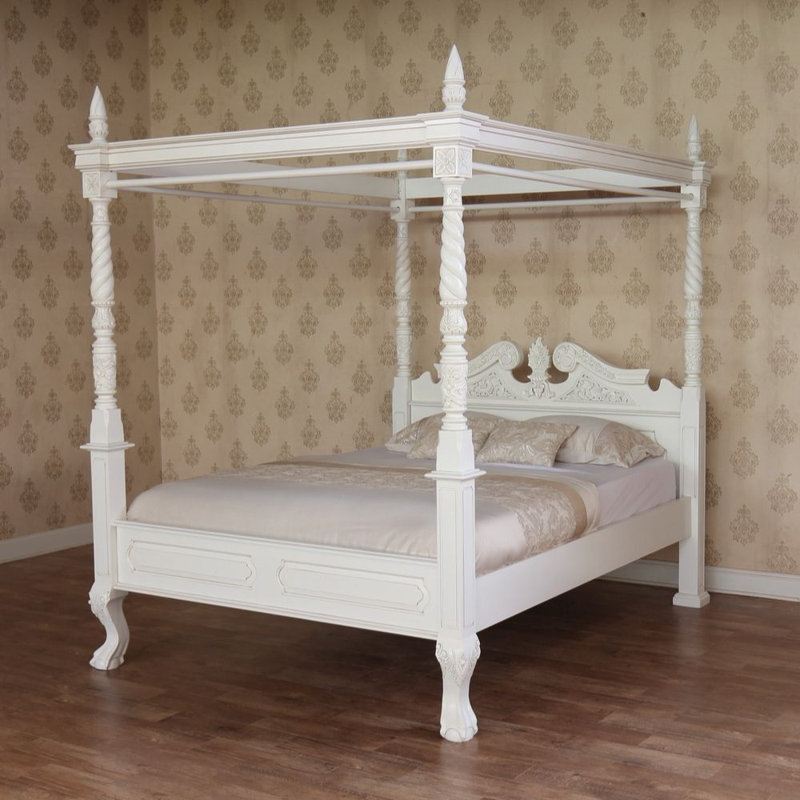 Solid Wood Bed, Super King (6'), Antique White