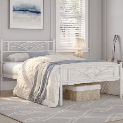 Andray Metal Platform Bed with Cloud-Inspired Design Headboard