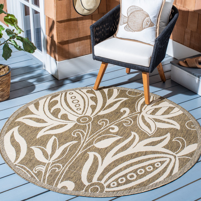 Carolan Performance Floral Indoor/Outdoor Area Rug, Round 7'1