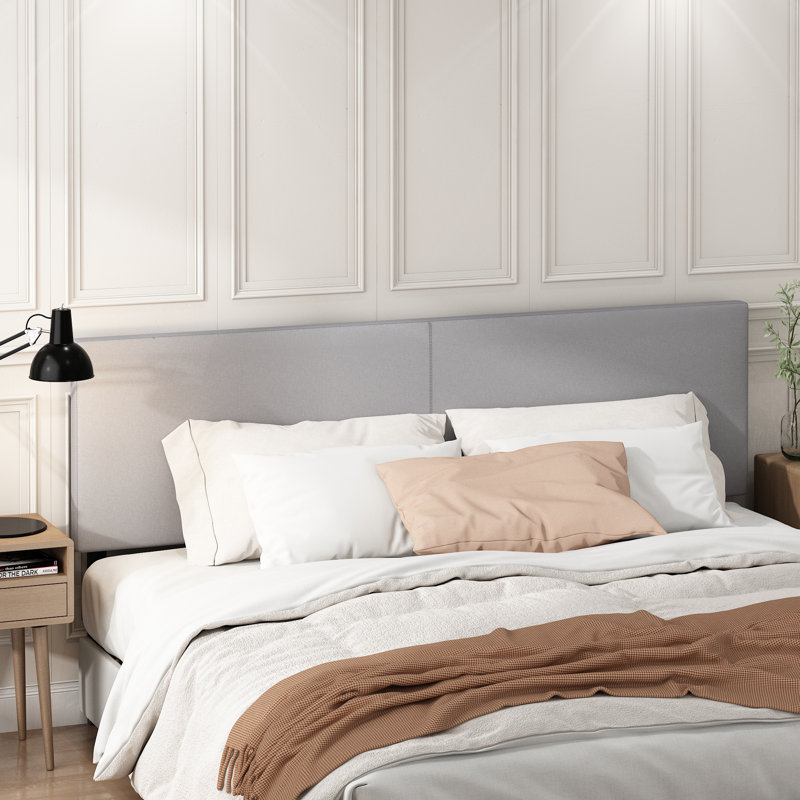 Tête de lit tapissier Roanne, très grand, Gris clair