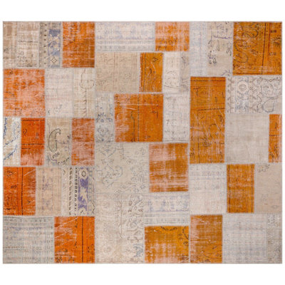 Modern Kabishayan Handmade Orange Beige Area Rug
