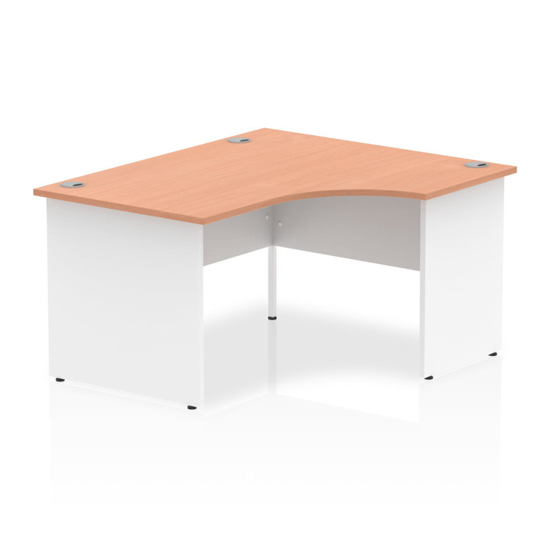 Impulse L-Shaped Computer Desk, Right Hand Facing, Beech/White, 73cm H x 140cm W x 120cm D