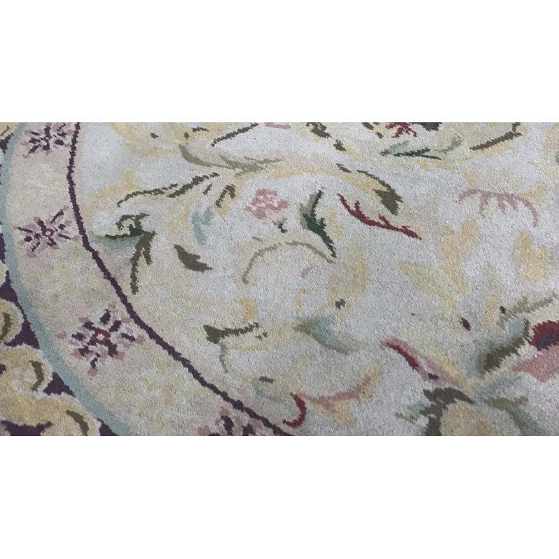 Hand-Knotted High-Quality Beige Round Area Rug